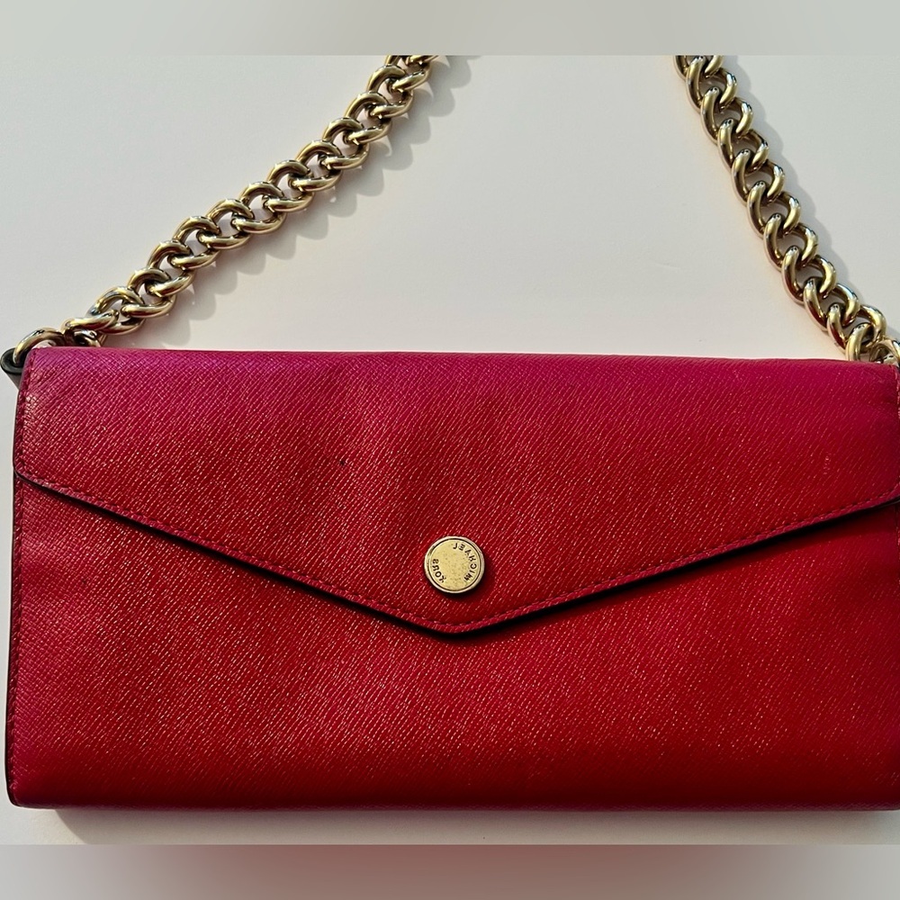 Fuschia Michael Kors 
crossbody wallet on adjustable gold chain